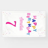 Banderoles Rose Stars Girl Joyeux anniversaire (Horizontal)