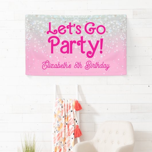 Banderoles Rose Tendance Allons Fêter l'anniversaire (En situation)