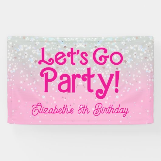 Banderoles Rose Tendance Allons Fêter l'anniversaire (Horizontal)