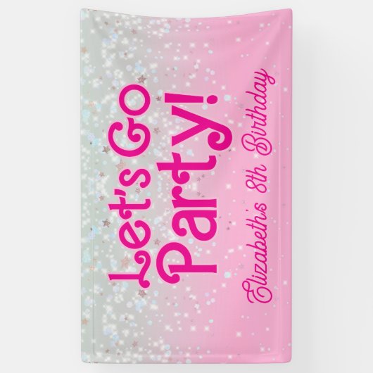 Banderoles Rose Tendance Allons Fêter l'anniversaire (Vertical)