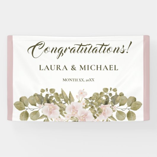 Banderoles Rose, Vert, Elégant Boho Style Mariage Bann (Horizontal)