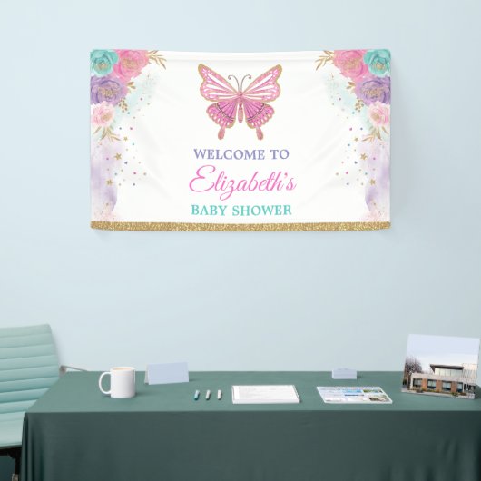 Banderoles Rose violet Turquoise papillon Filles Anniversaire (Salon professionnel)