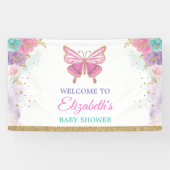 Banderoles Rose violet Turquoise papillon Filles Anniversaire (Horizontal)
