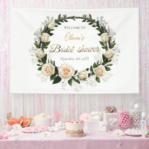 Banderoles Roses blanches et baby's breath 