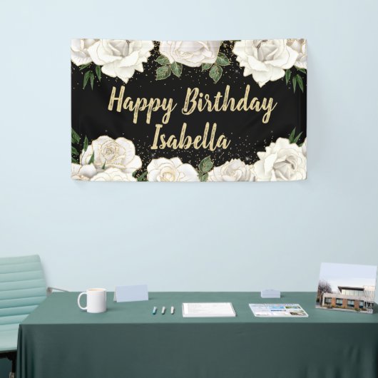 Banderoles Roses blanches Gold Parties scintillant Joyeux Ann (Salon professionnel)