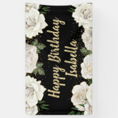 Banderoles Roses blanches Gold Parties scintillant Joyeux Ann (Vertical)