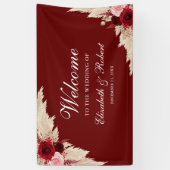 Banderoles Roses de Bourgogne et Mariage de bienvenue Pampas  (Vertical)