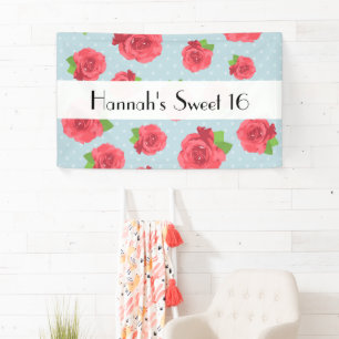 Banderoles Roses Rouges, Motif De Roses, Fleurs, Douces 16