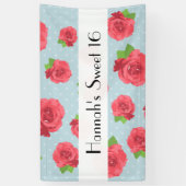 Banderoles Roses Rouges, Motif De Roses, Fleurs, Douces 16 (Vertical)