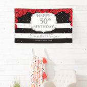 Banderoles Roses rouges romantiques argent parties scintillan (En situation)