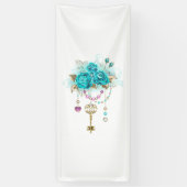 Banderoles Roses turquoise avec touches (Vertical)