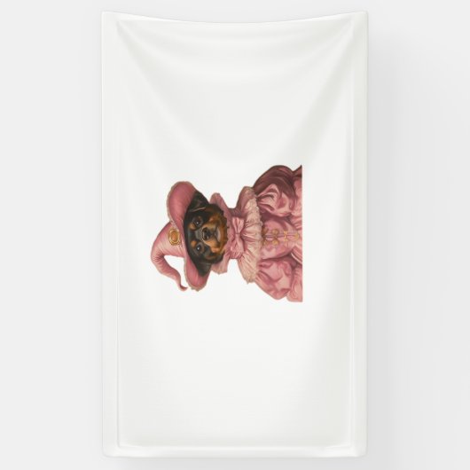 Banderoles Rottweiler Chiot habillé en sorcière rose - Cute H (Vertical)