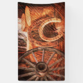 Banderoles Roue en Wagon Rustique Horseshoes Style Occidental (Vertical)