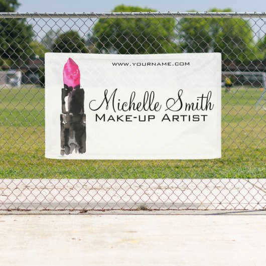 Banderoles Rouge à lèvres rose et noir chic maquillage (En situation)