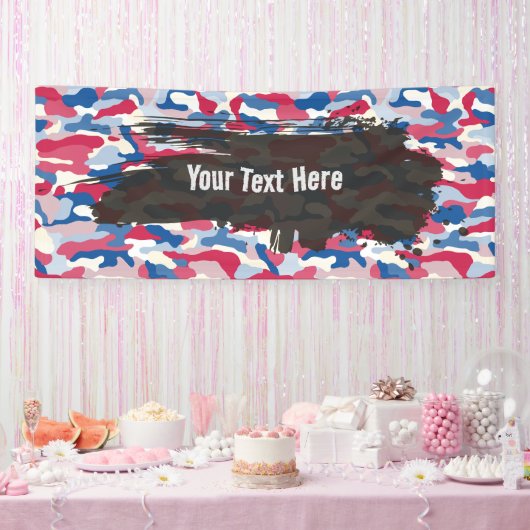 Banderoles Rouge, Blanc et Bleu Camouflage Long (Fête)