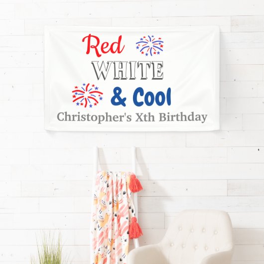 Banderoles Rouge Blanc et Cool 4 juillet Anniversaire (En situation)