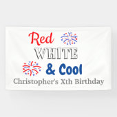 Banderoles Rouge Blanc et Cool 4 juillet Anniversaire (Horizontal)