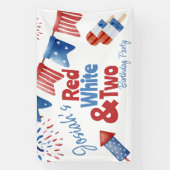 Banderoles Rouge blanc et fête d'anniversaire (Verticale)