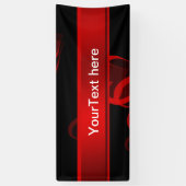 Banderoles rouge coeur dans le modèle de texte noir (Vertical)