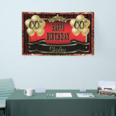 Banderoles Rouge et or Abstrait Joyeux 00e anniversaire (Salon professionnel)