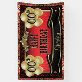 Banderoles Rouge et or Abstrait Joyeux 00e anniversaire (Vertical)