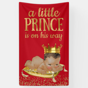 Banderoles Rouge et prince ethnique baby shower d'or