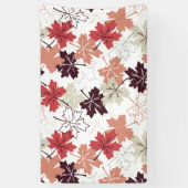Banderoles Rouge Feuilles d'automne Motif Blanc (Vertical)