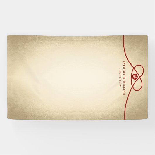 Banderoles Rouge noeud double bonheur Mariage photo fond (Horizontal)