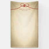 Banderoles Rouge noeud double bonheur Mariage photo fond (Vertical)