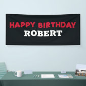 Banderoles Rouge Noir Blanc Joyeux Anniversaire Nom de l'enfa (Salon professionnel)