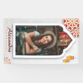 Banderoles Rouge Orange Fleur Jaune Nuit Arabe Quinceañera (Horizontal)