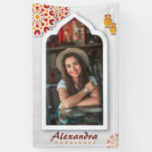 Banderoles Rouge Orange Fleur Jaune Nuit Arabe Quinceañera (Vertical)