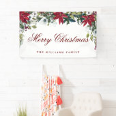 Banderoles Rouge Poinsettia Aquarelle Joyeux Noël (En situation)