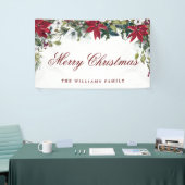 Banderoles Rouge Poinsettia Aquarelle Joyeux Noël (Salon professionnel)