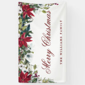 Banderoles Rouge Poinsettia Aquarelle Joyeux Noël (Vertical)