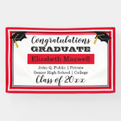 Banderoles Rouge | White Félicitations aux diplômés (Horizontal)