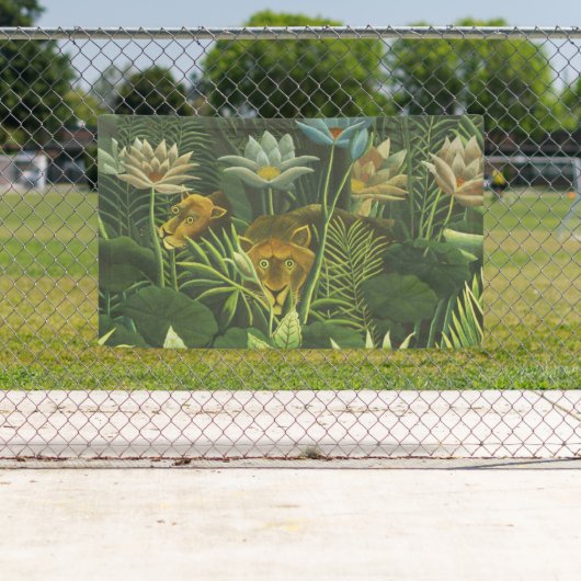 Banderoles Rousseau Tropical Jungle Lion Peinture (En situation)