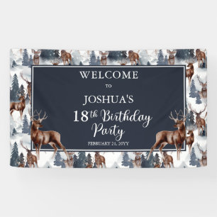 Banderoles Roustique Woodsy Deer Forêt 18ème fête d'anni