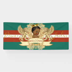 Banderoles Royal African Prince Green Red Baby shower Welcome