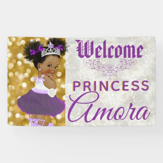 Banderoles Royal African Princess Purple|Silver Parties scint (Horizontal)