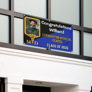 Banderoles Royal Blue/Black/Gold Médicale School Graduation