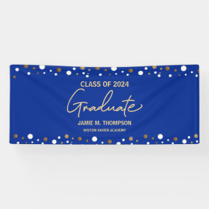 Banderoles Royal Blue Gold Classe de 2024 Nom Graduate