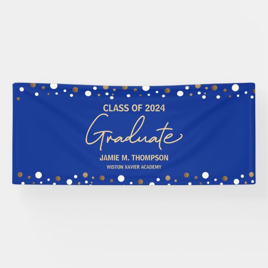 Banderoles Royal Blue Gold Classe de 2024 Nom Graduate (Horizontal)
