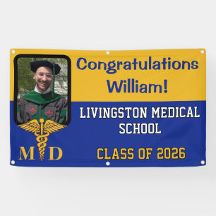 Banderoles Royal Blue & Gold Médicale School Graduation