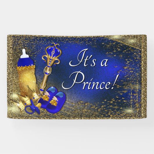 Banderoles Royal Blue Gold Prince Baby shower (Horizontal)
