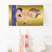 Banderoles Royal Blue Gold Prince Boy Baby shower (En situation)