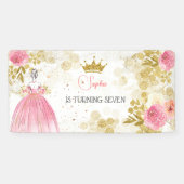 Banderoles Royal fête rose princesse anniversaire (Horizontal)