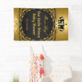 Banderoles Royal Gold Black Baby shower Couronne garçon (En situation)