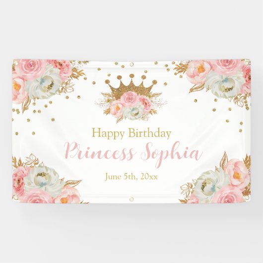 Banderoles Royal Princess Floral pink banner backdrop (Horizontal)