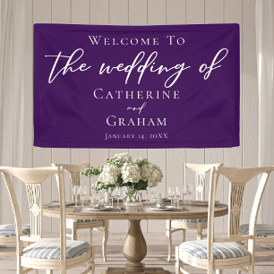 Banderoles Royal Purple White Typographie Mariage du soir